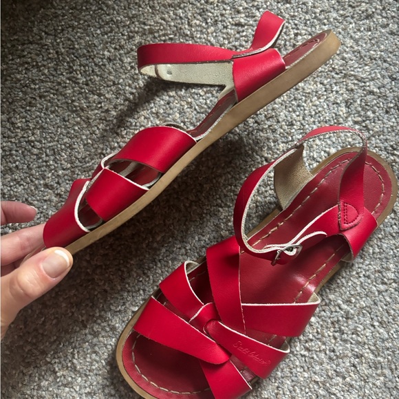 Red Leather Salt Water Sandals By Hoy 7 - Picture 2 of 8